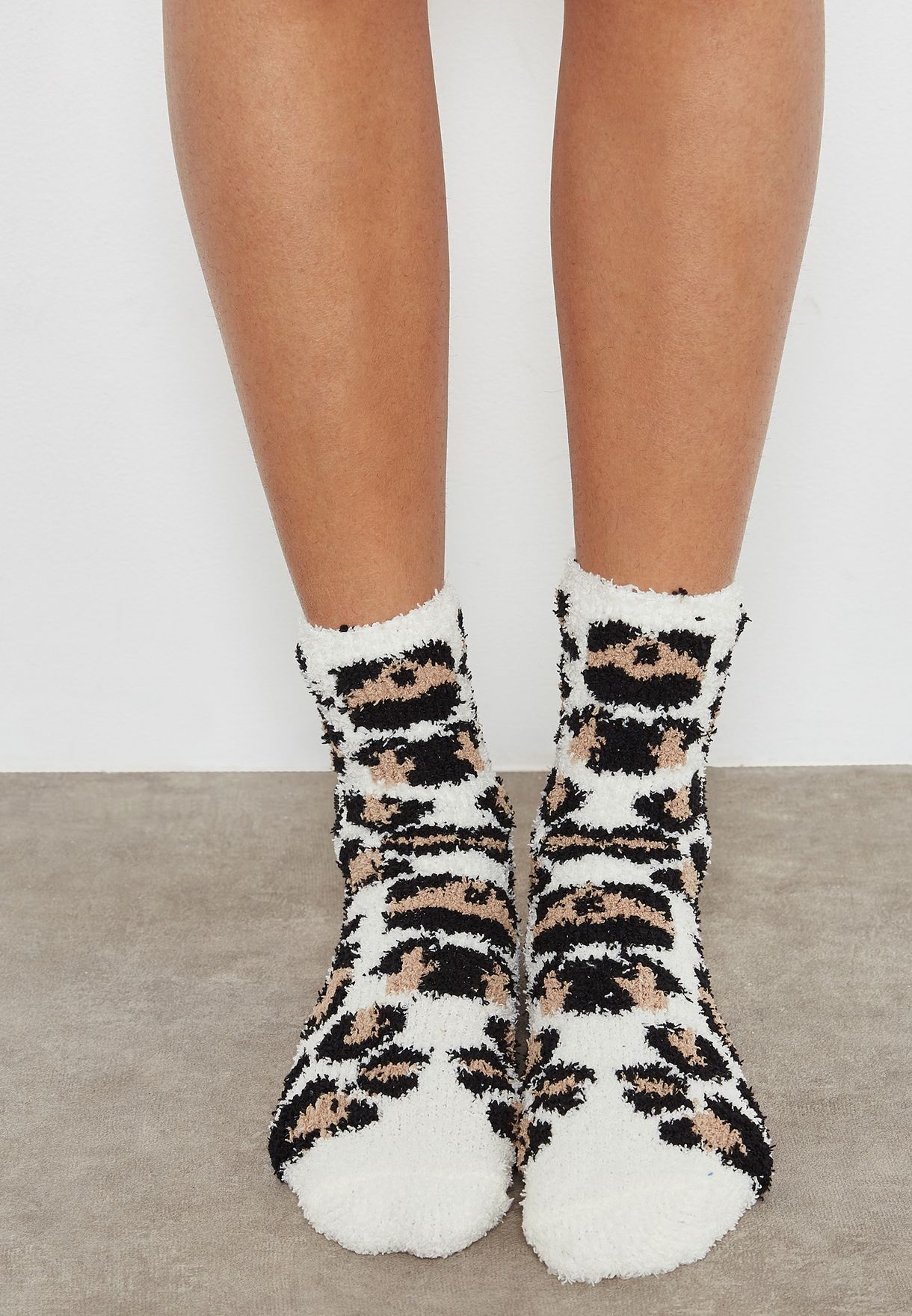 leopard fluffy socks