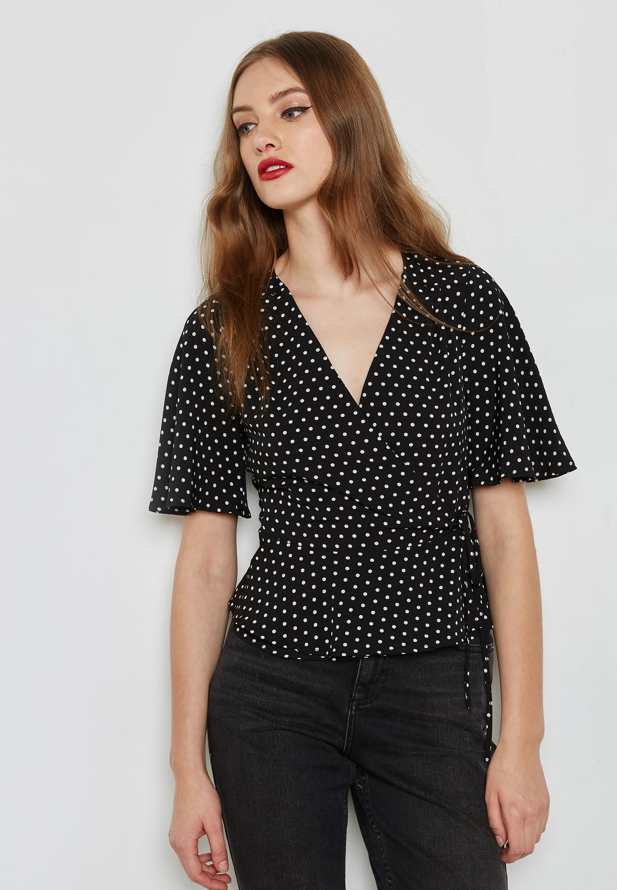 miss selfridge polka dot top