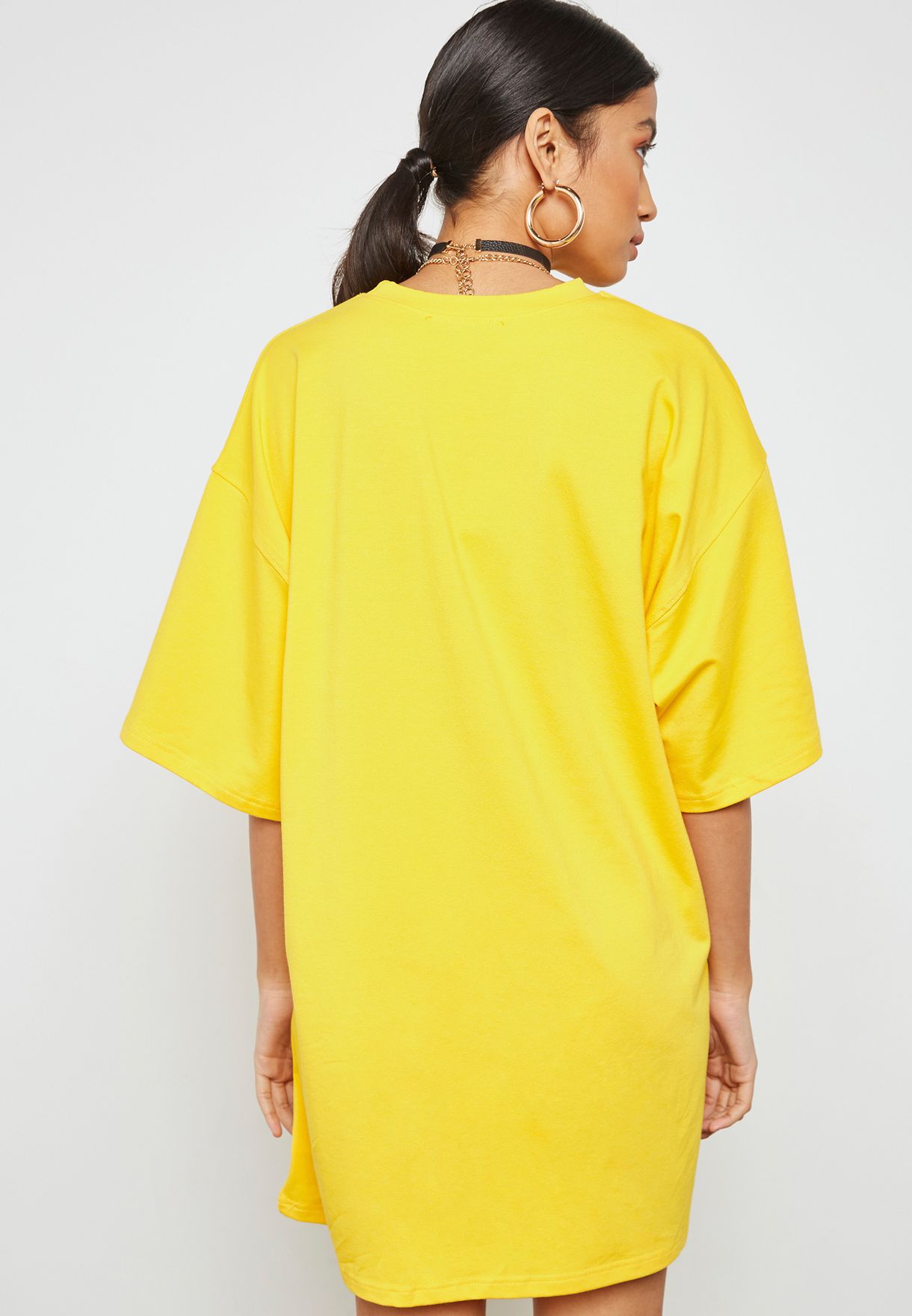yellow oversized t shirt dress