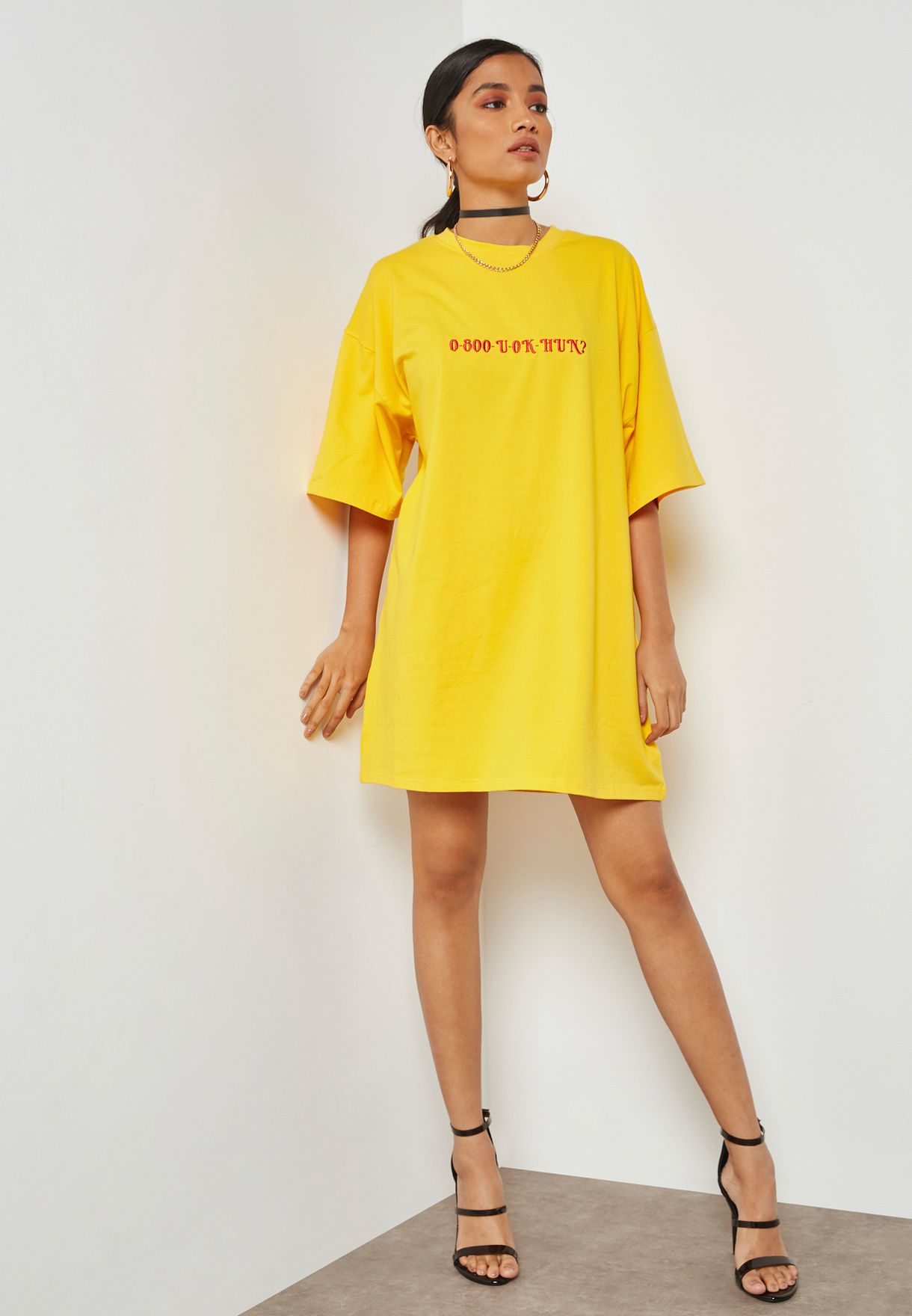 yellow tee shirt dress