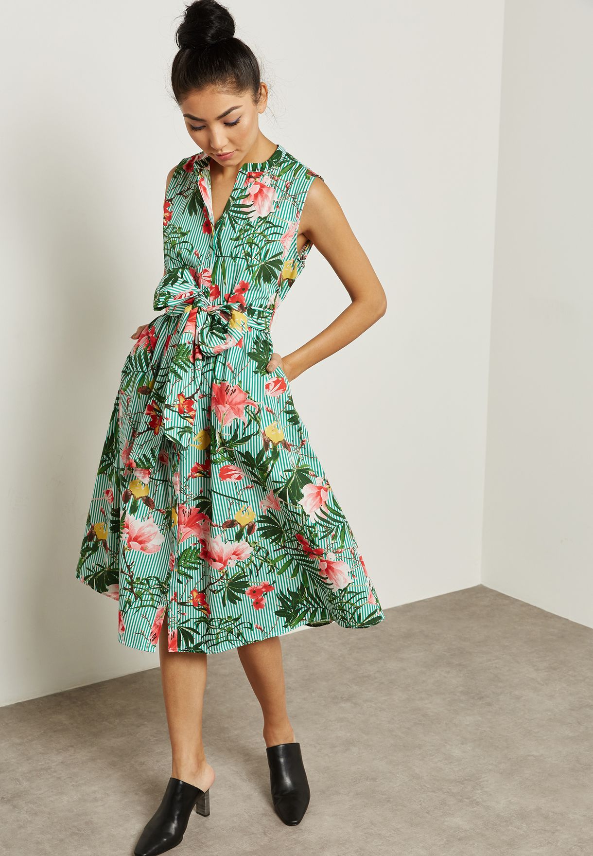 tropical print dress mango