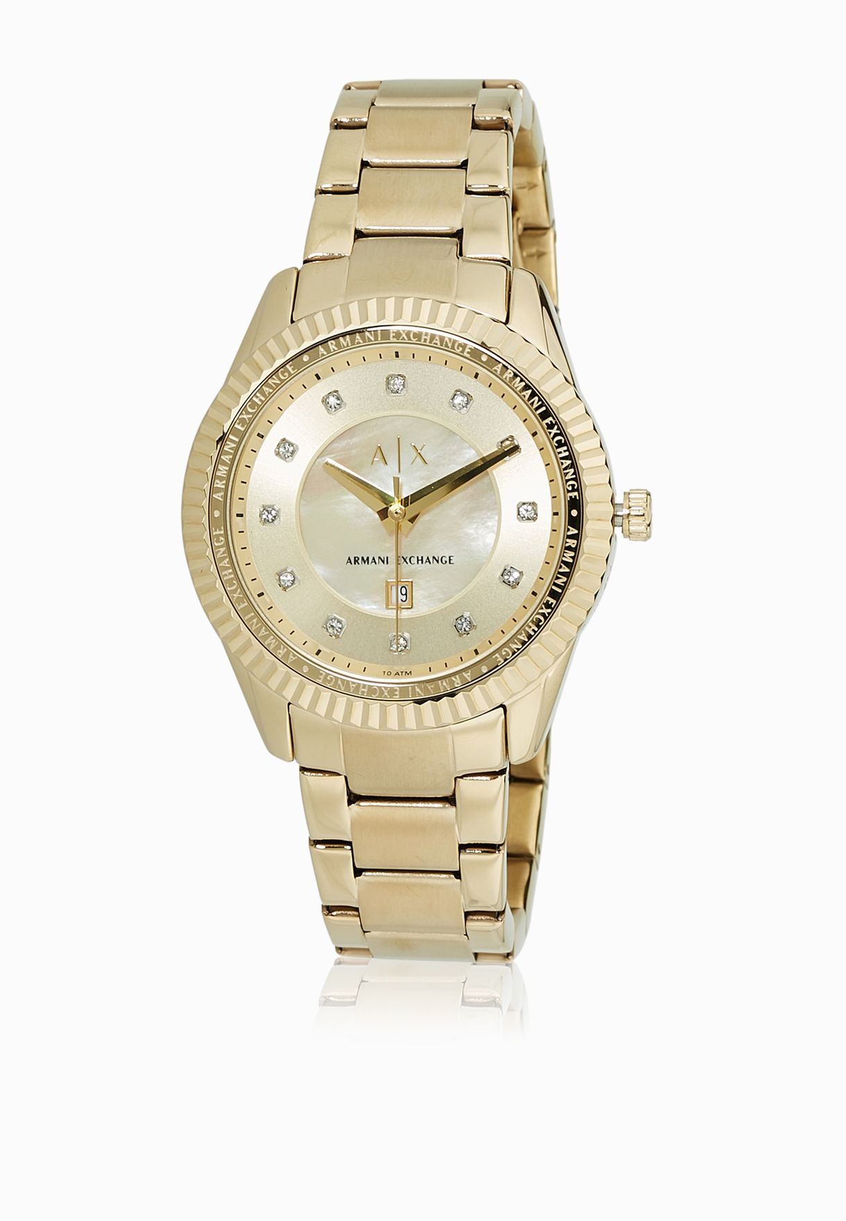 armani exchange 10 atm gold