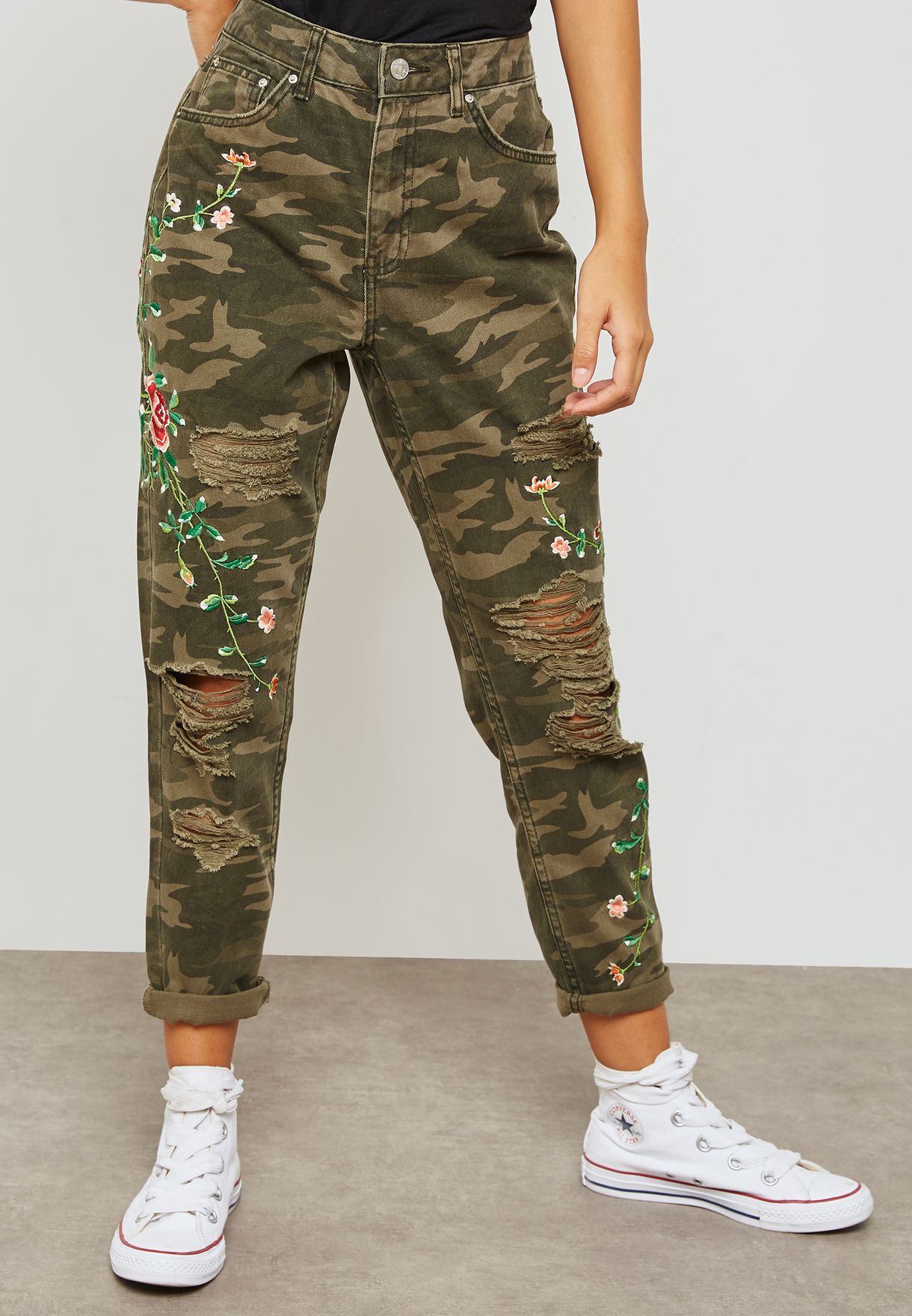 topshop camouflage jeans