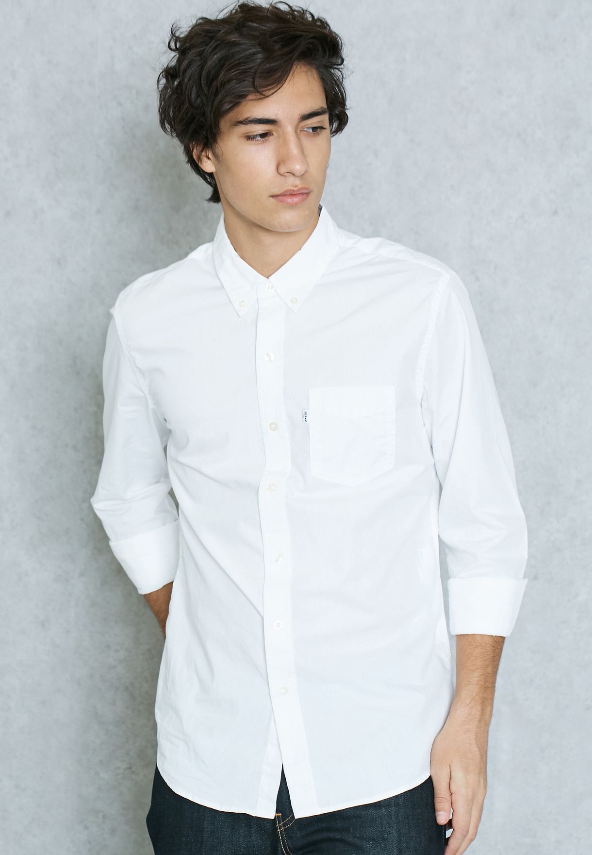Buy Levis white Slim Fit Plain Shirt 