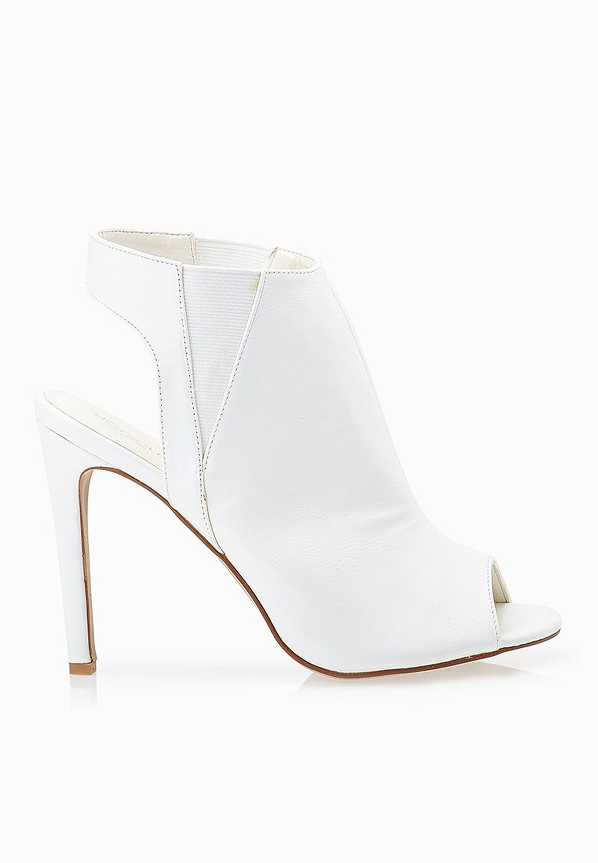 peep toe booties white