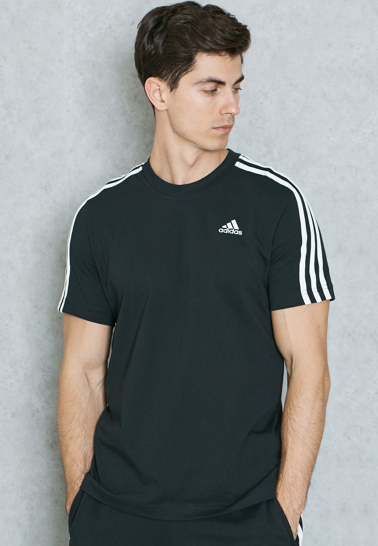 Buy adidas black Essential 3 Stripe T-Shirt for Men in Muscat, other cities  | S98717