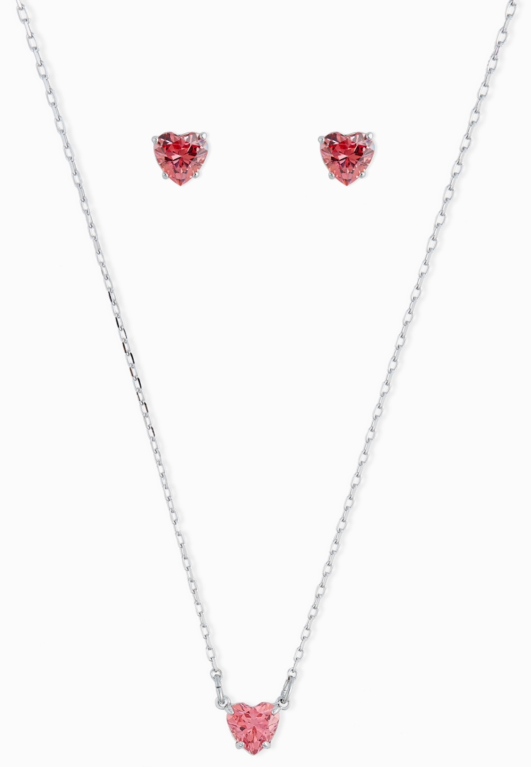 a la deriva Tareas del hogar espada Buy Swarovski pink Attract Heart Necklace + Earrings Set for Women in MENA,  Worldwide