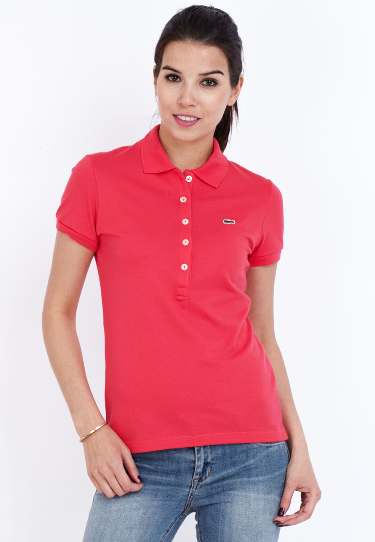 womens pink lacoste polo shirt
