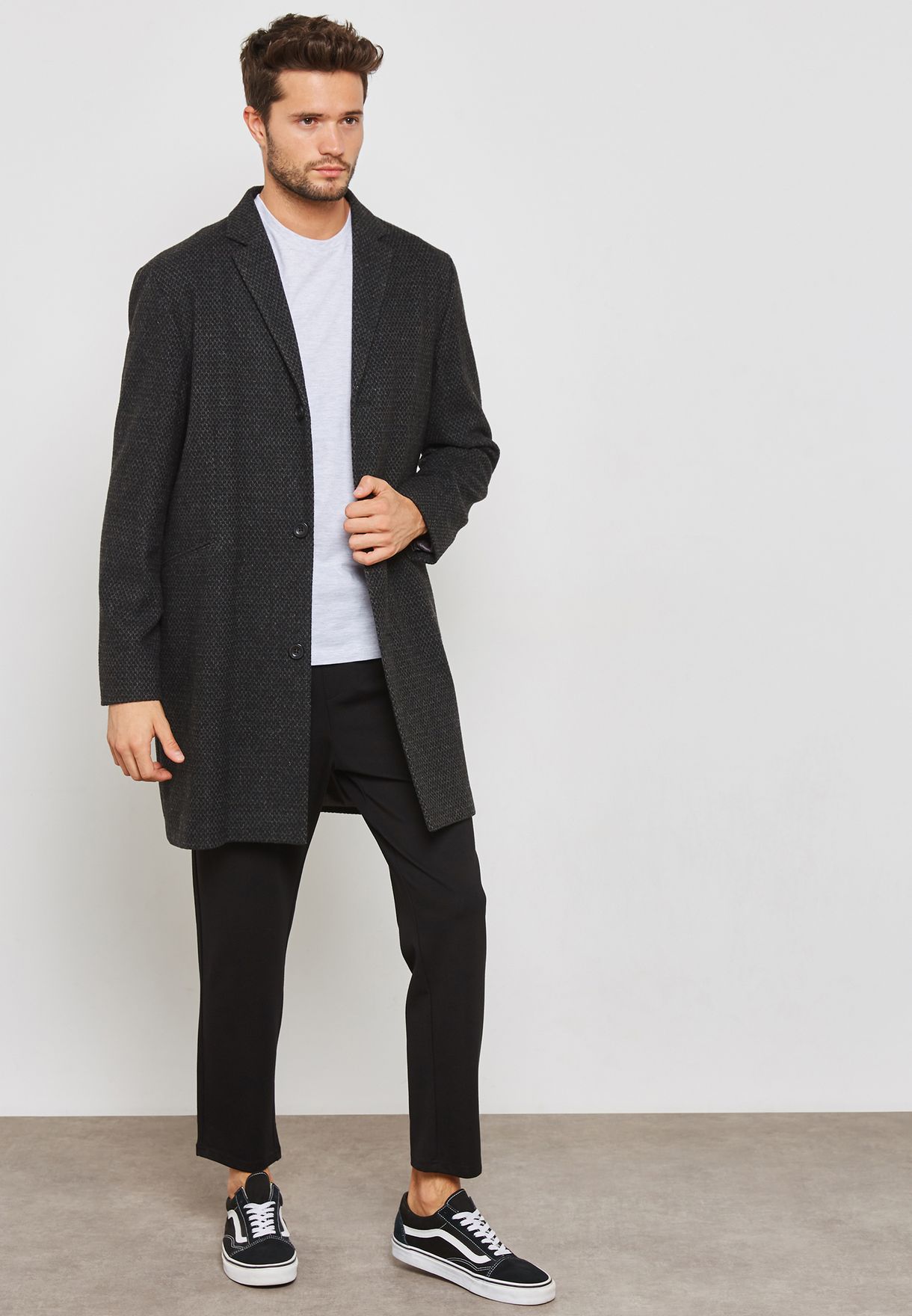 topman grey overcoat