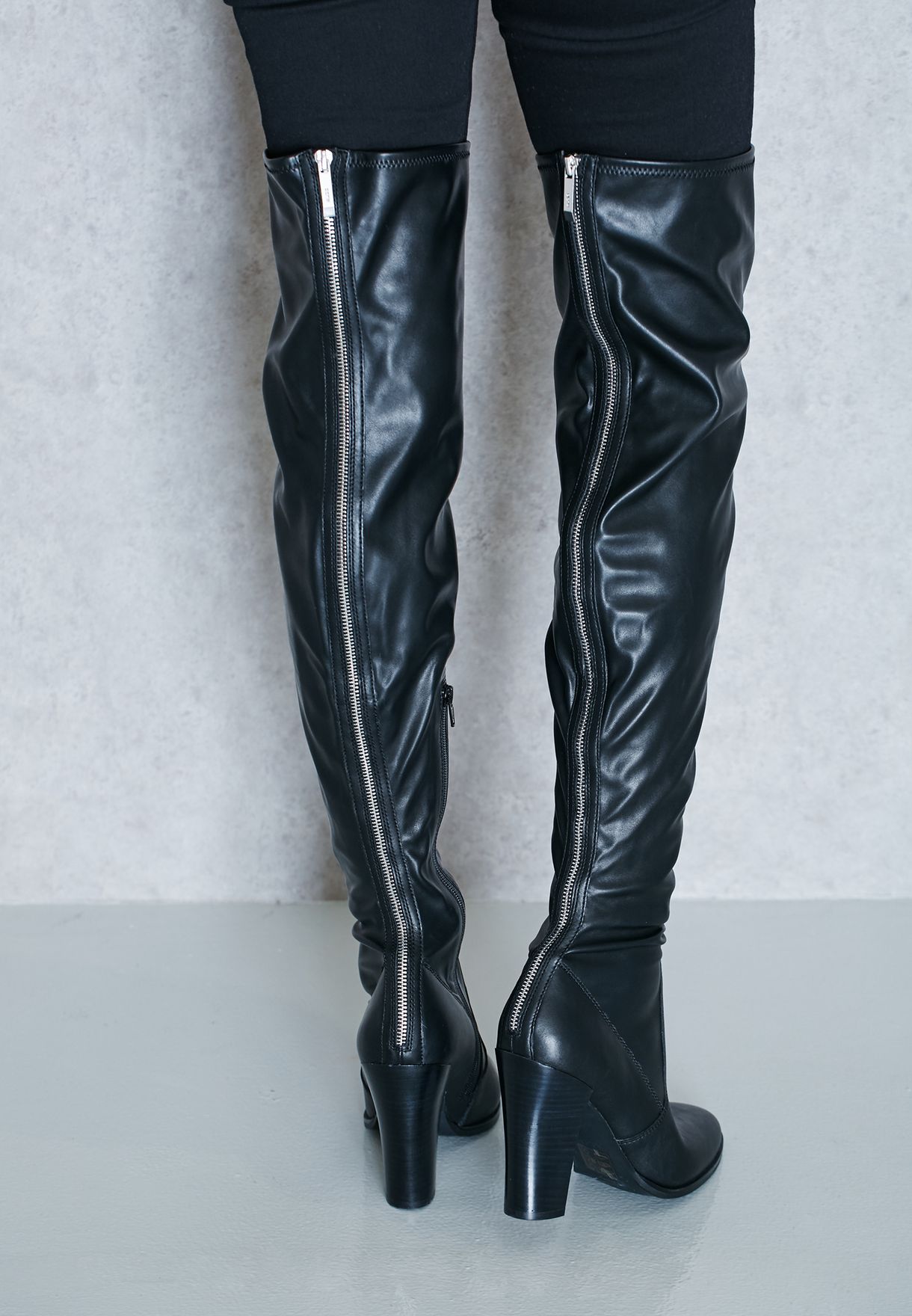 aldo black thigh high boots