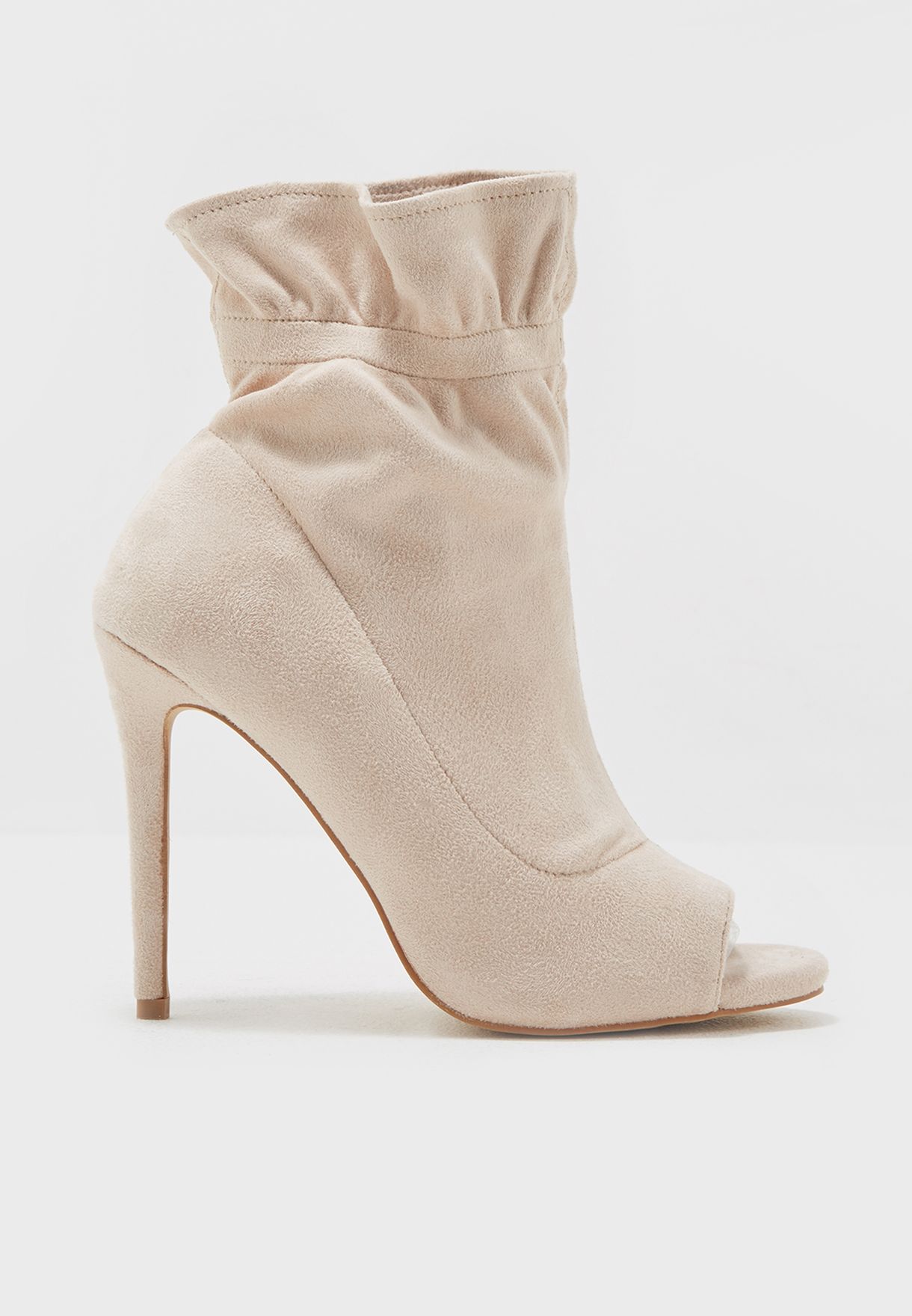 beige peep toe ankle boots