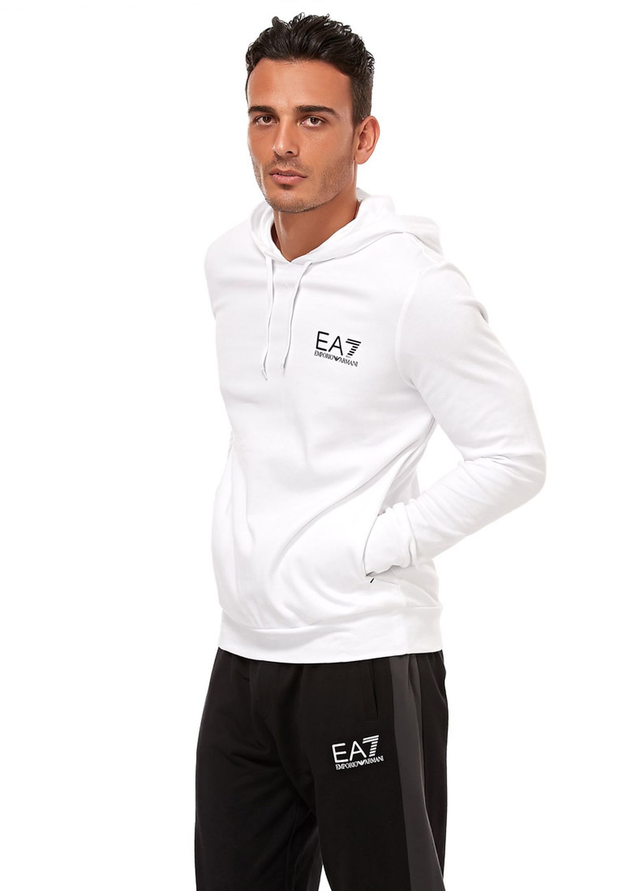 ea7 white hoodie