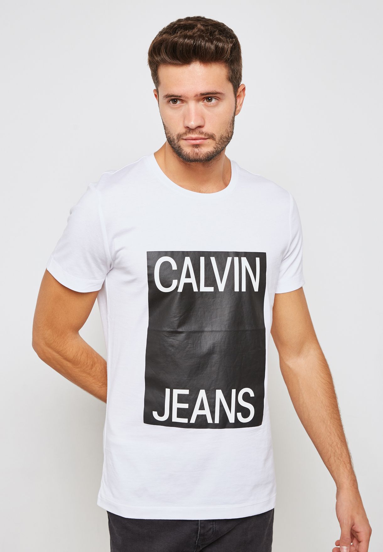calvin klein box logo t shirt