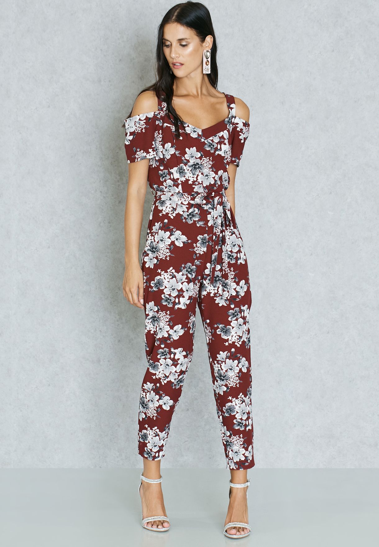 petite cold shoulder jumpsuit