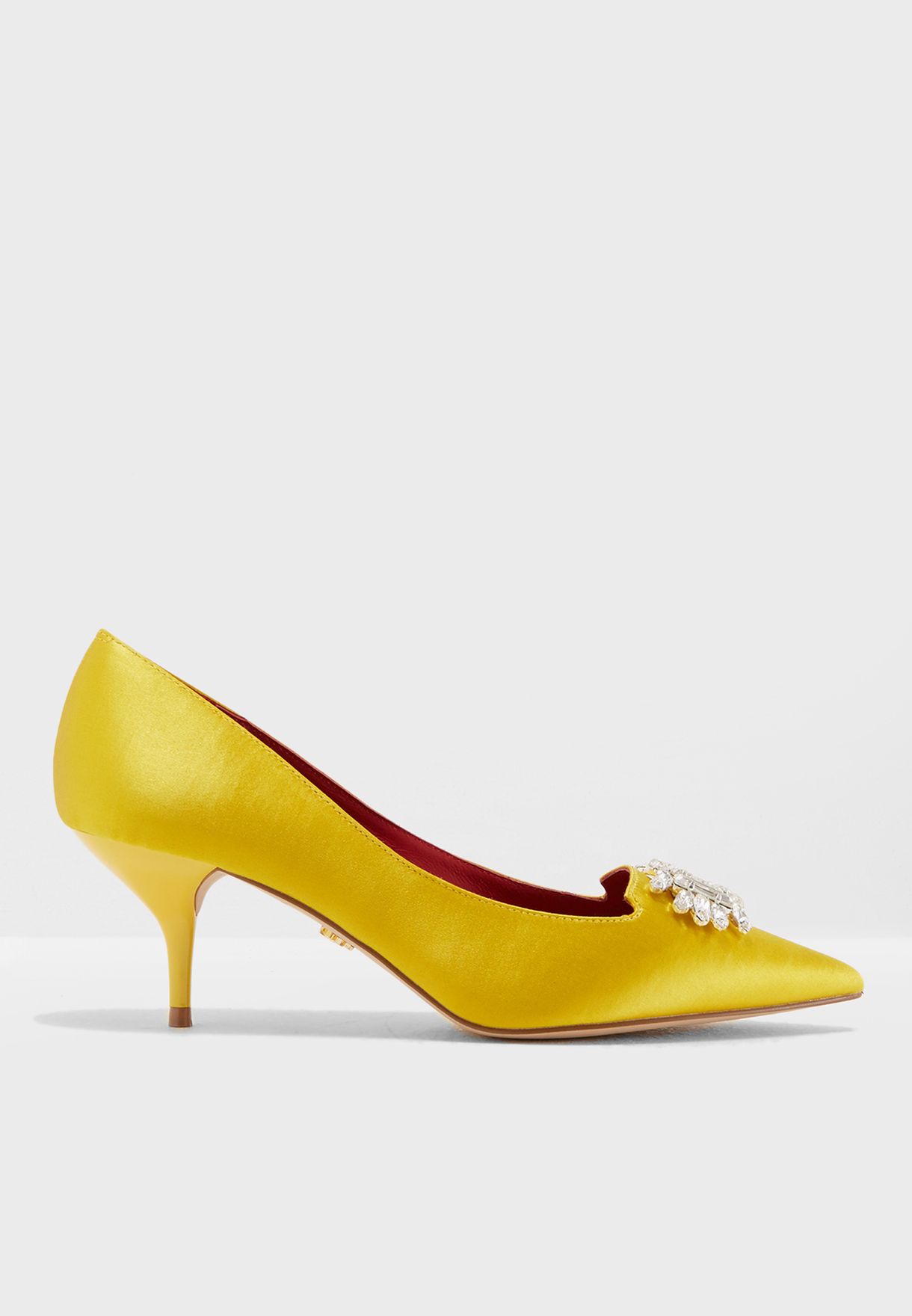 yellow Pia Kitten Heel Court Shoes 