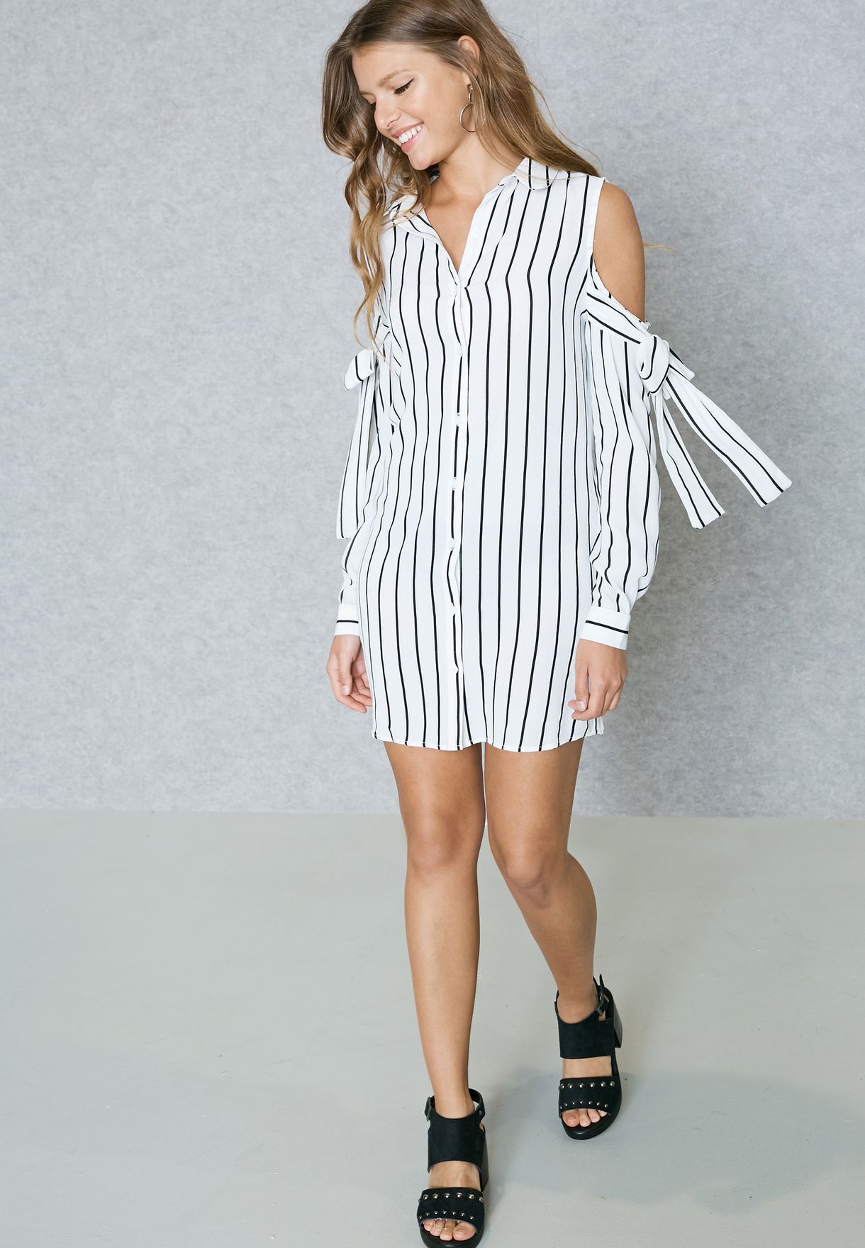 cold shoulder shirt dress