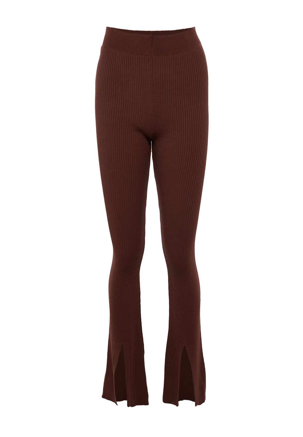 Slit Hem High Waist Pants