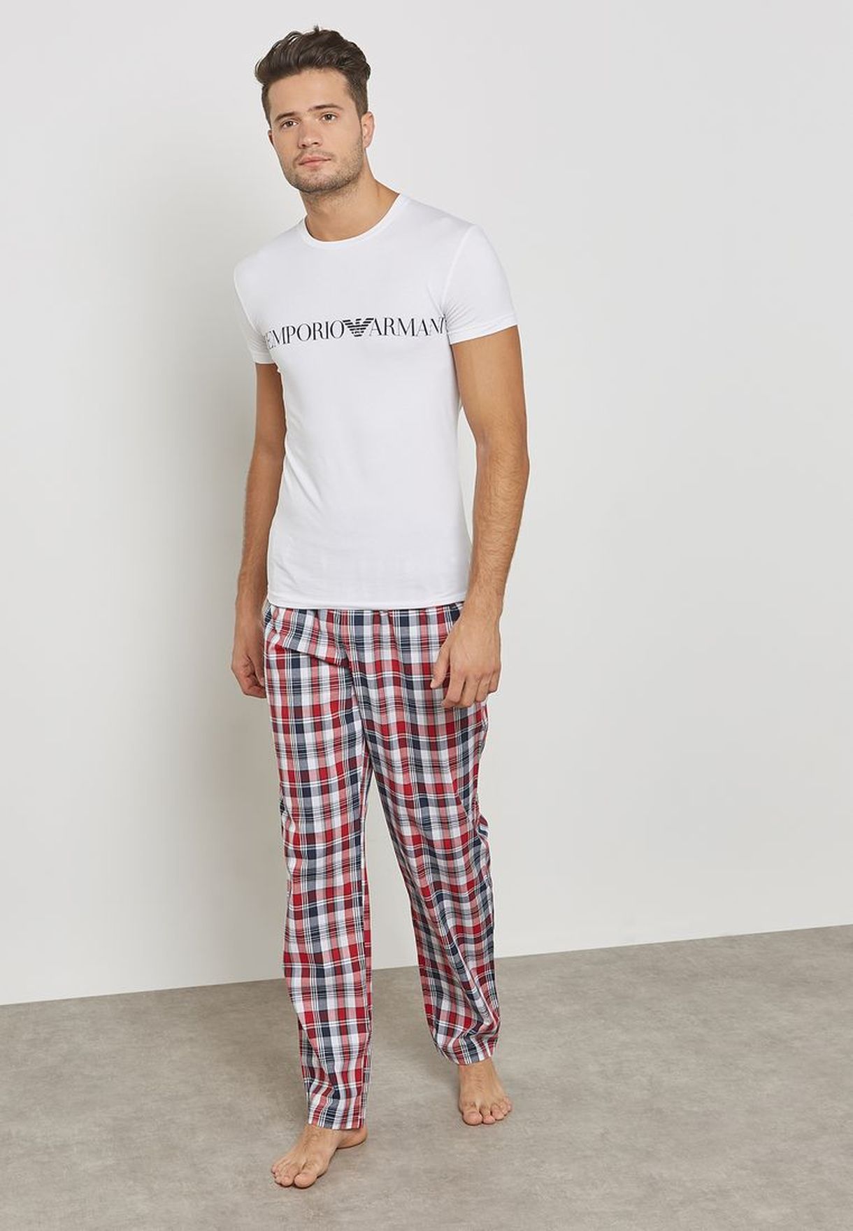 Buy Emporio Armani prints Logo Band Detail Pyjamas for Men in MENA,  Worldwide