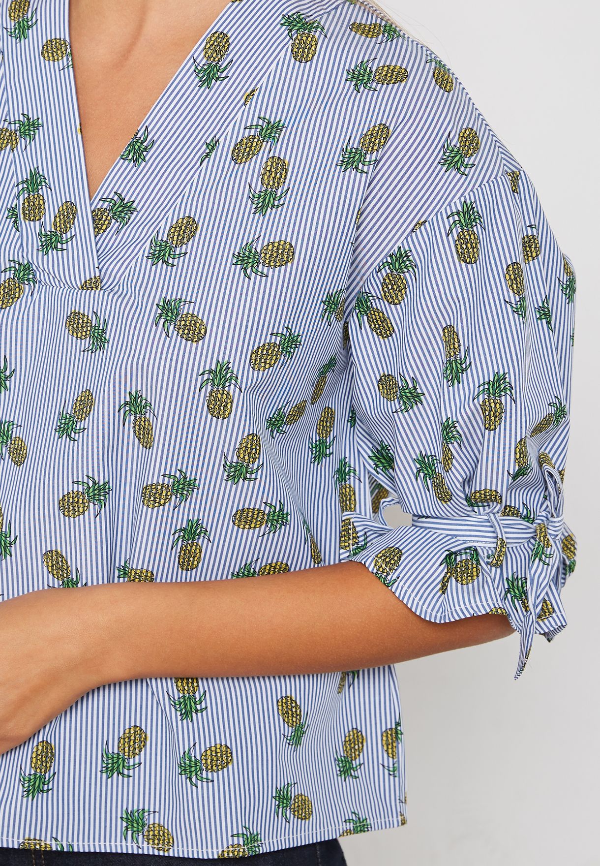 Pineapple Printed Striped Top