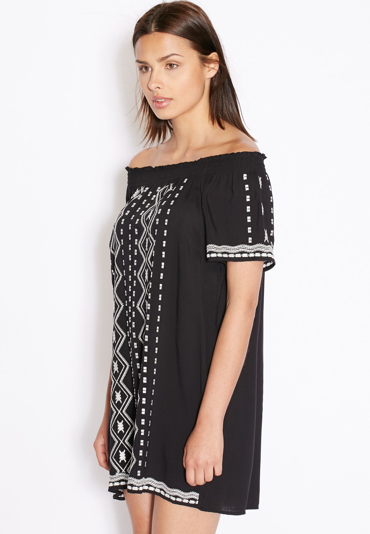 new look black bardot dress