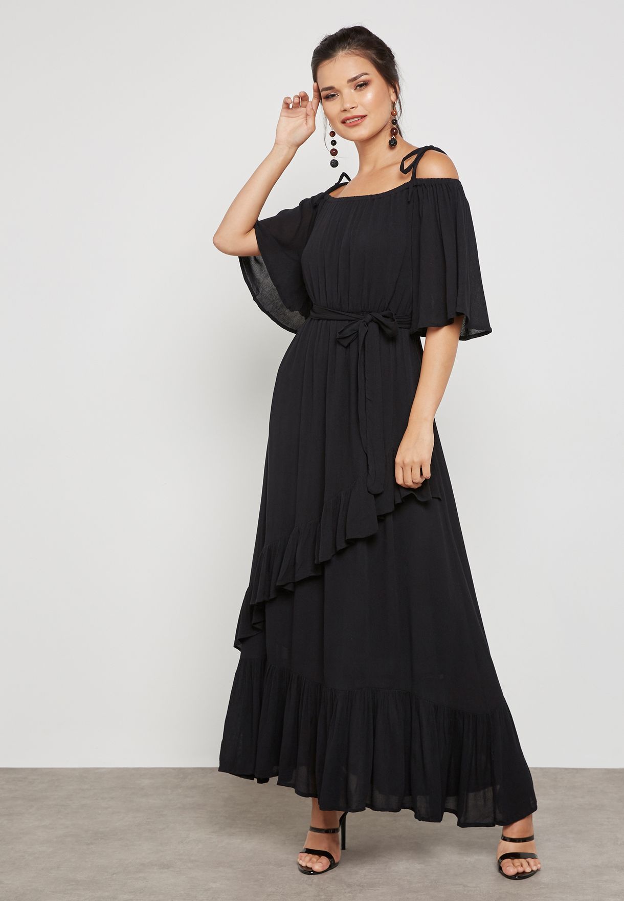Buy Yas black Cold Shoulder Maxi Dress for Women in MENA, Worldwide