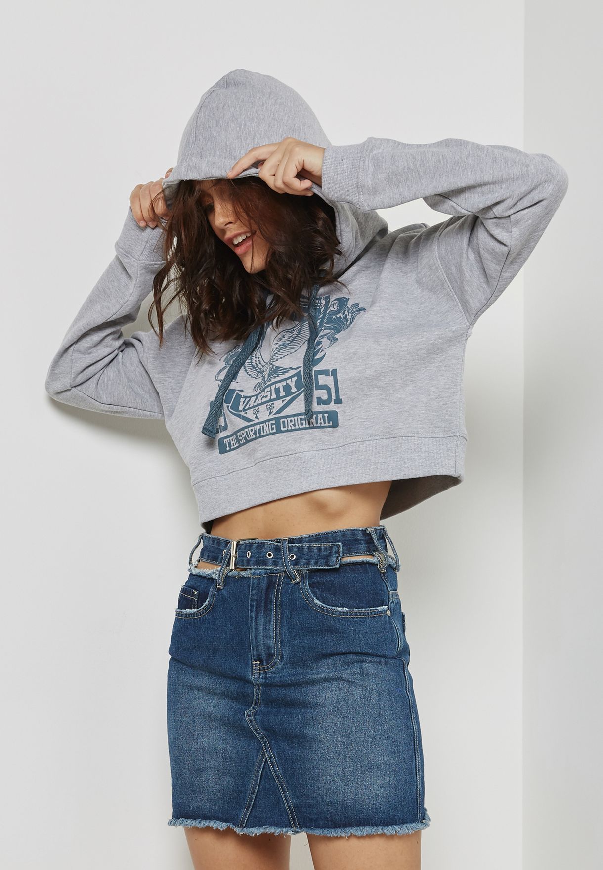 graphic crop top hoodie