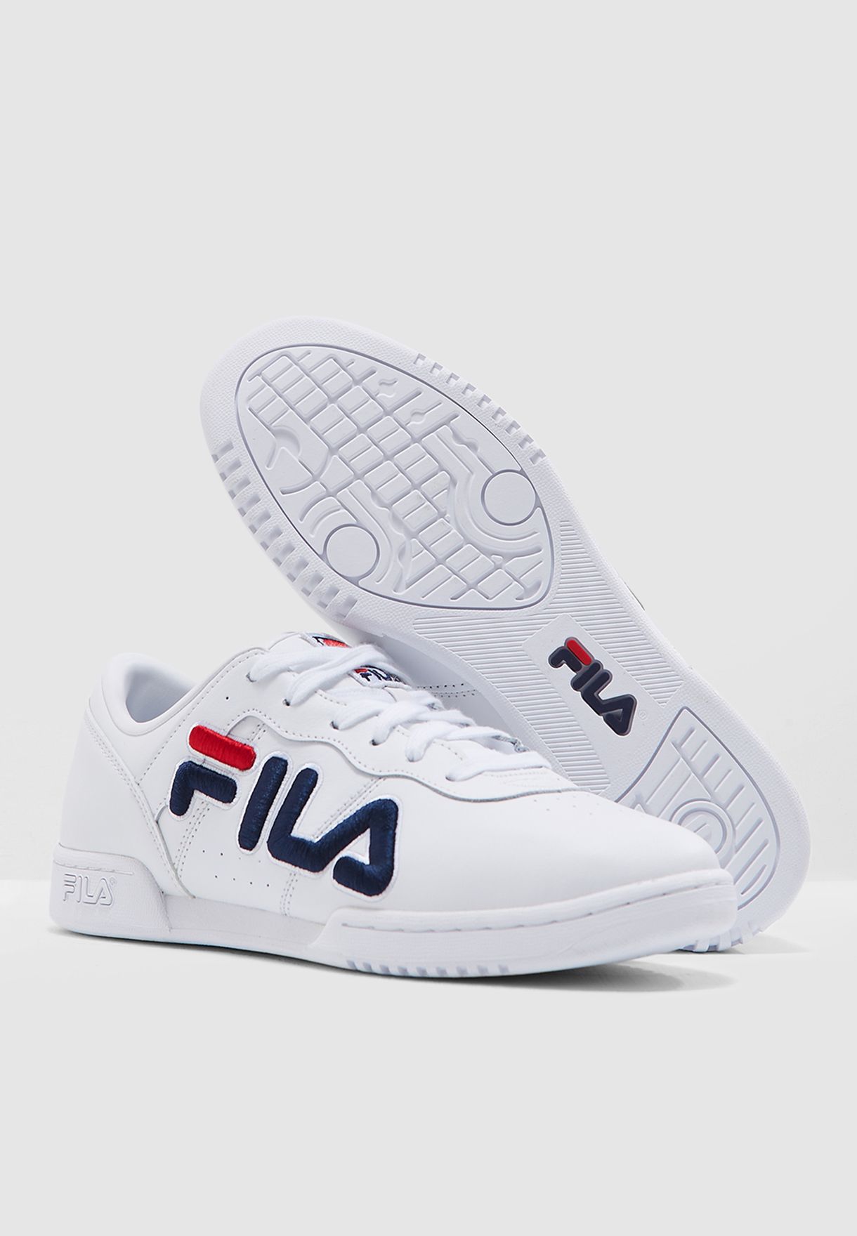 fila original fitness embroidered white shoes