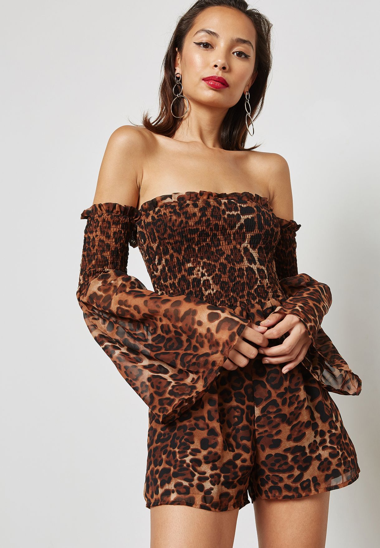 leopard print bardot playsuit