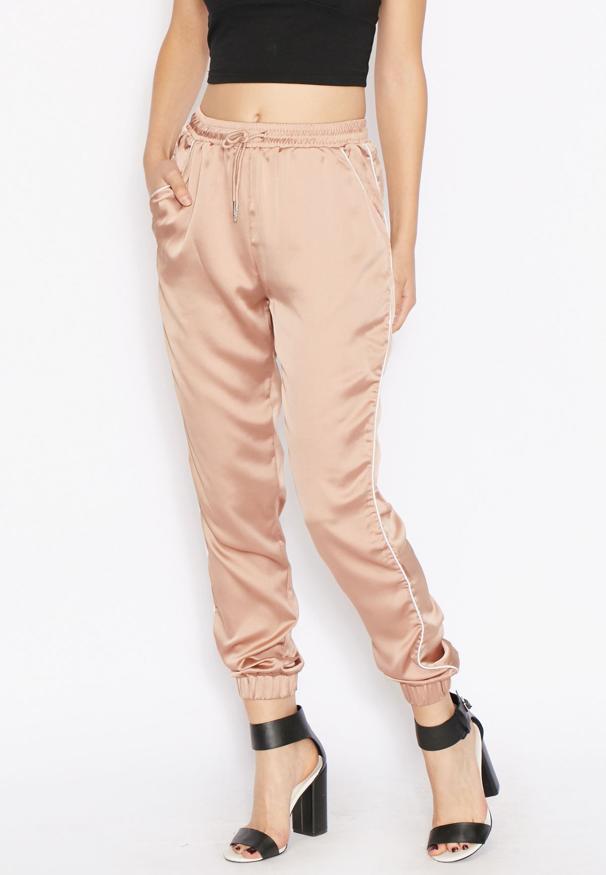 satin cuffed joggers