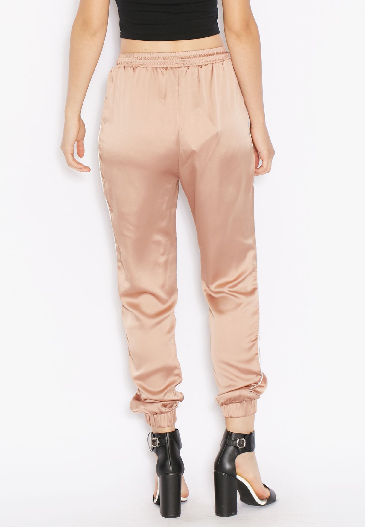 satin cuffed joggers