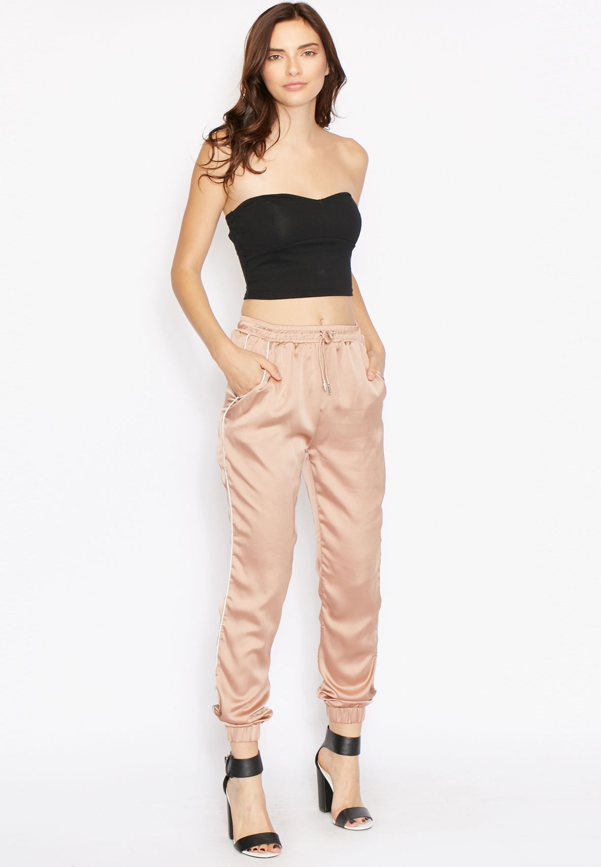 satin cuffed joggers