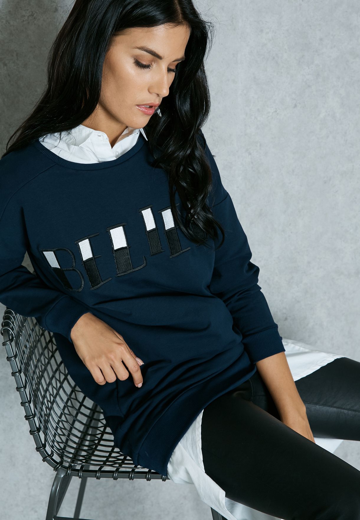 navy longline sweatshirt