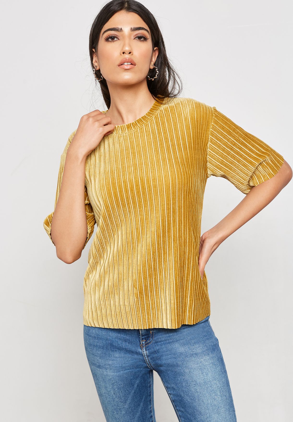 yellow velvet shirt