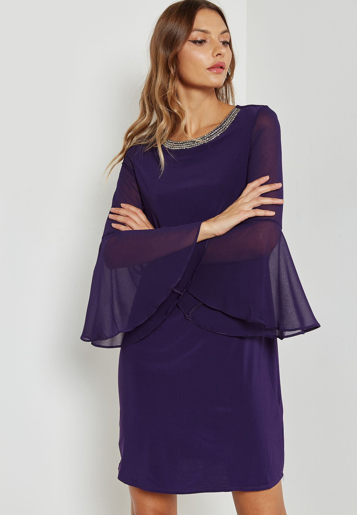 wallis flute sleeve dress