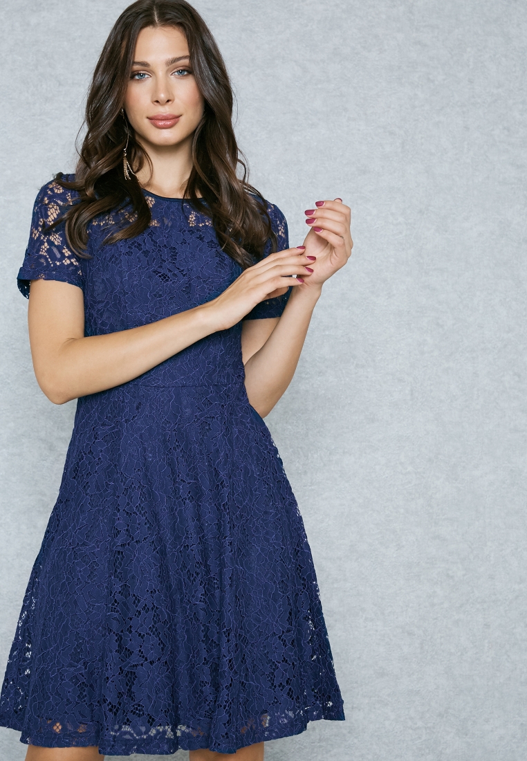 Buy Dorothy Perkins navy Lace Skater Dress for Women in Muscat, Salalah