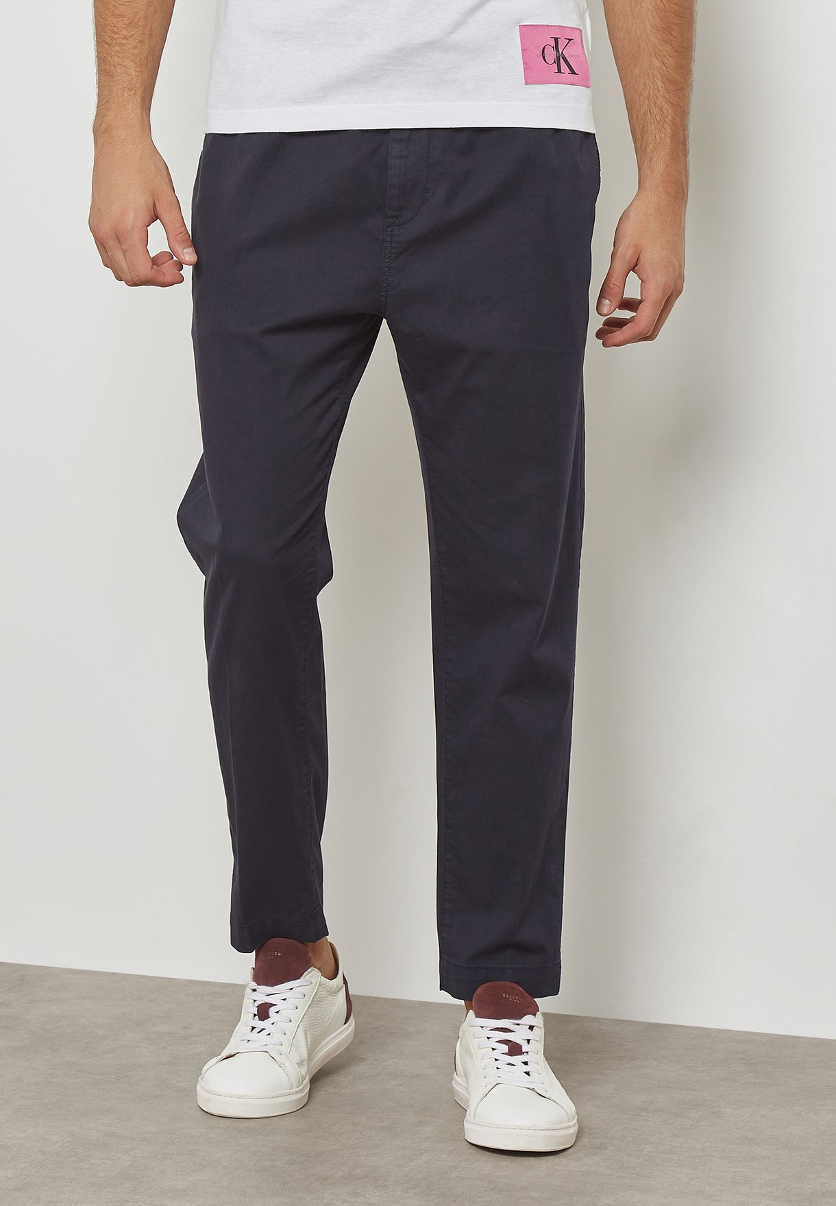Buy Calvin Klein Jeans navy Drawstring Slim Fit Chinos for Men in Riyadh,  Jeddah
