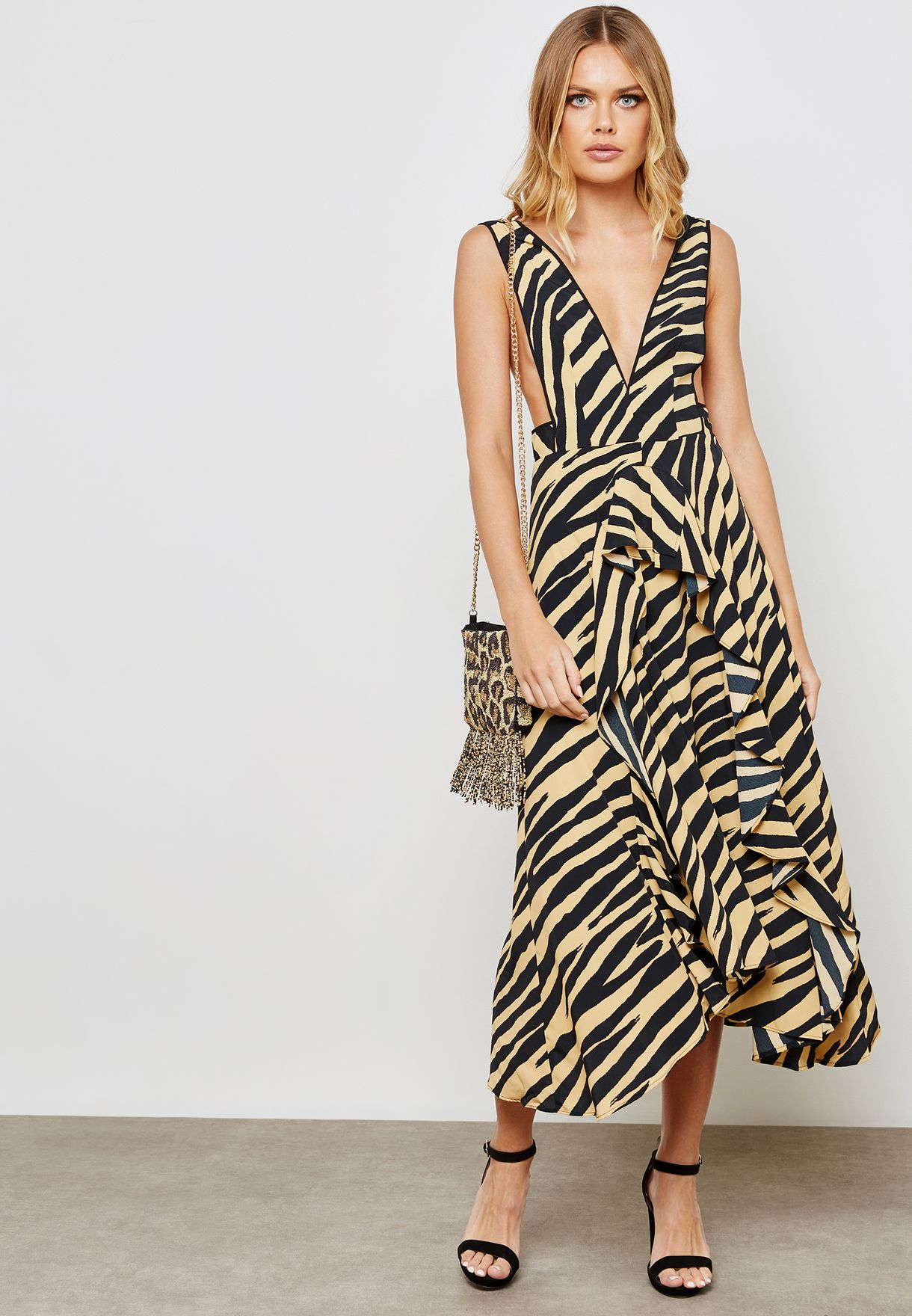 Zebra Print Pinafore Dress