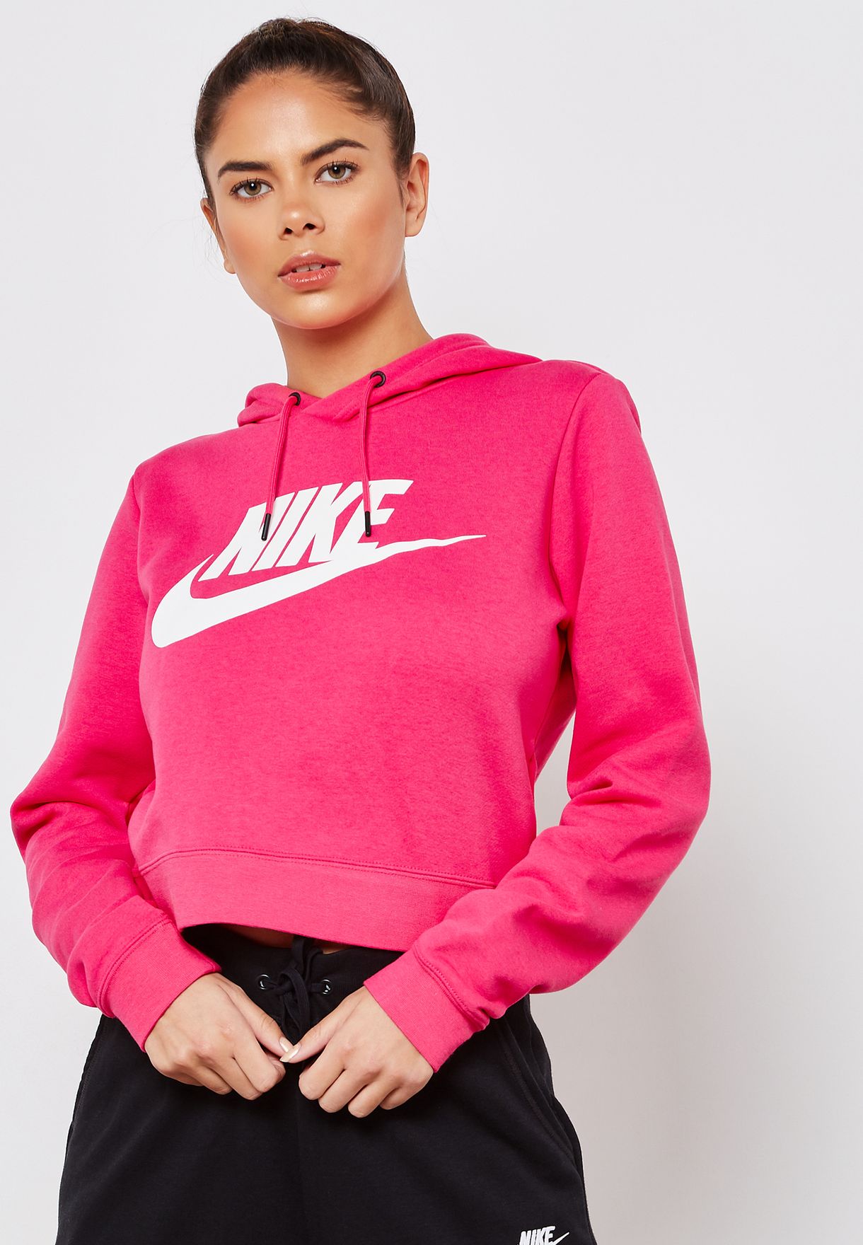 pink nike cropped hoodie
