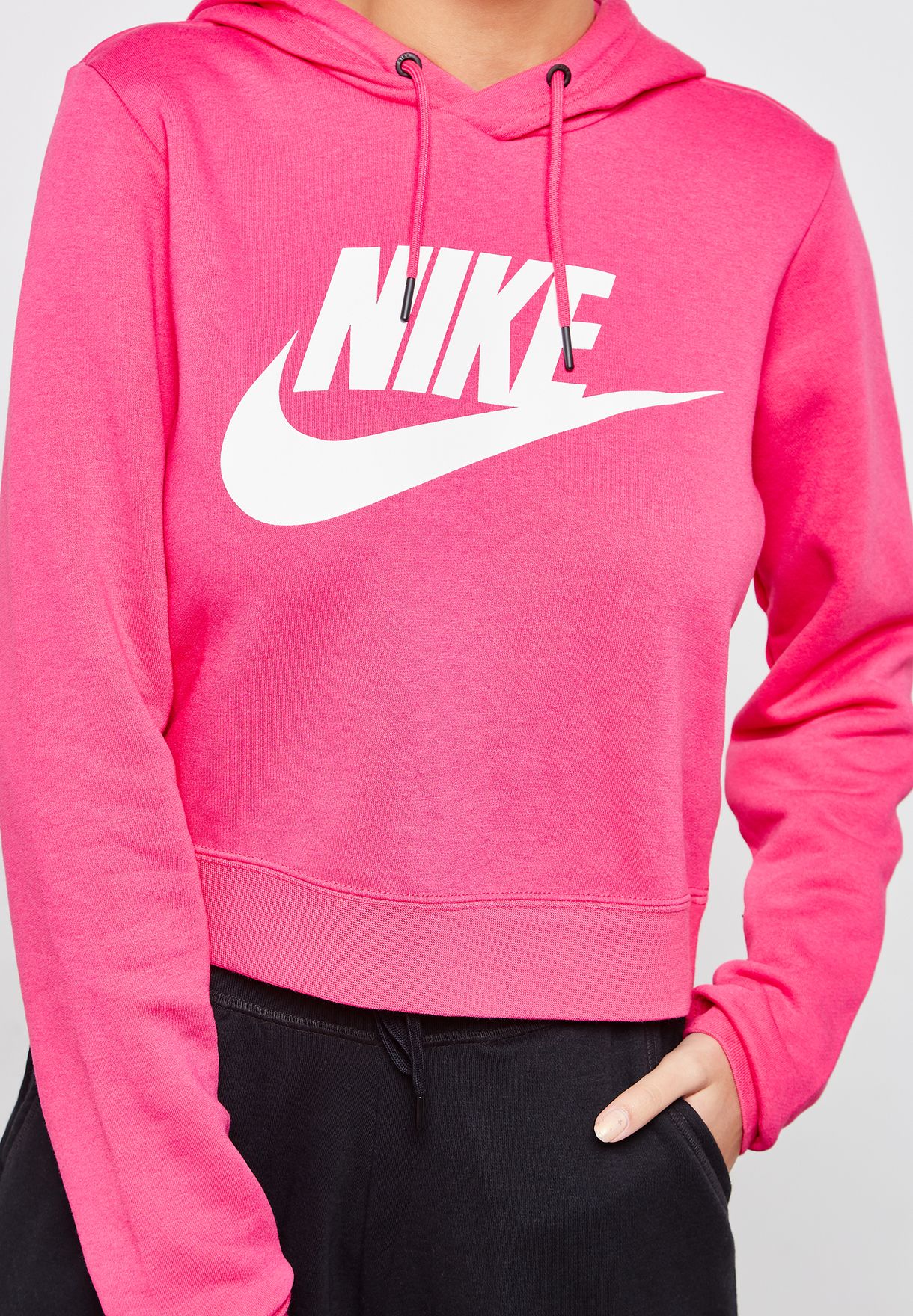 Buy Nike pink Rally Cropped Hoodie for 