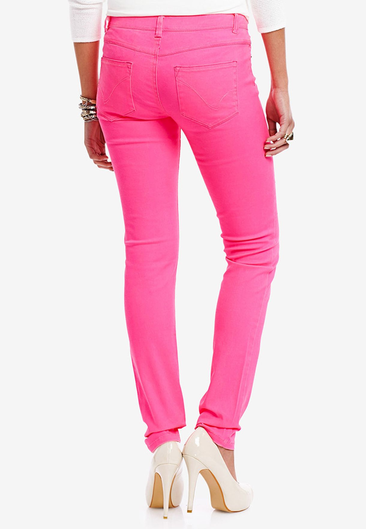 hot pink skinny pants