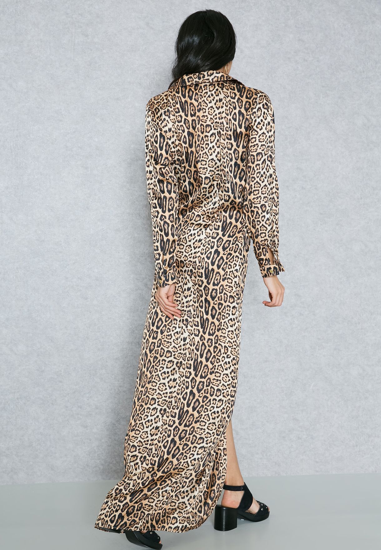 2 in 1 leopard print plunge dress