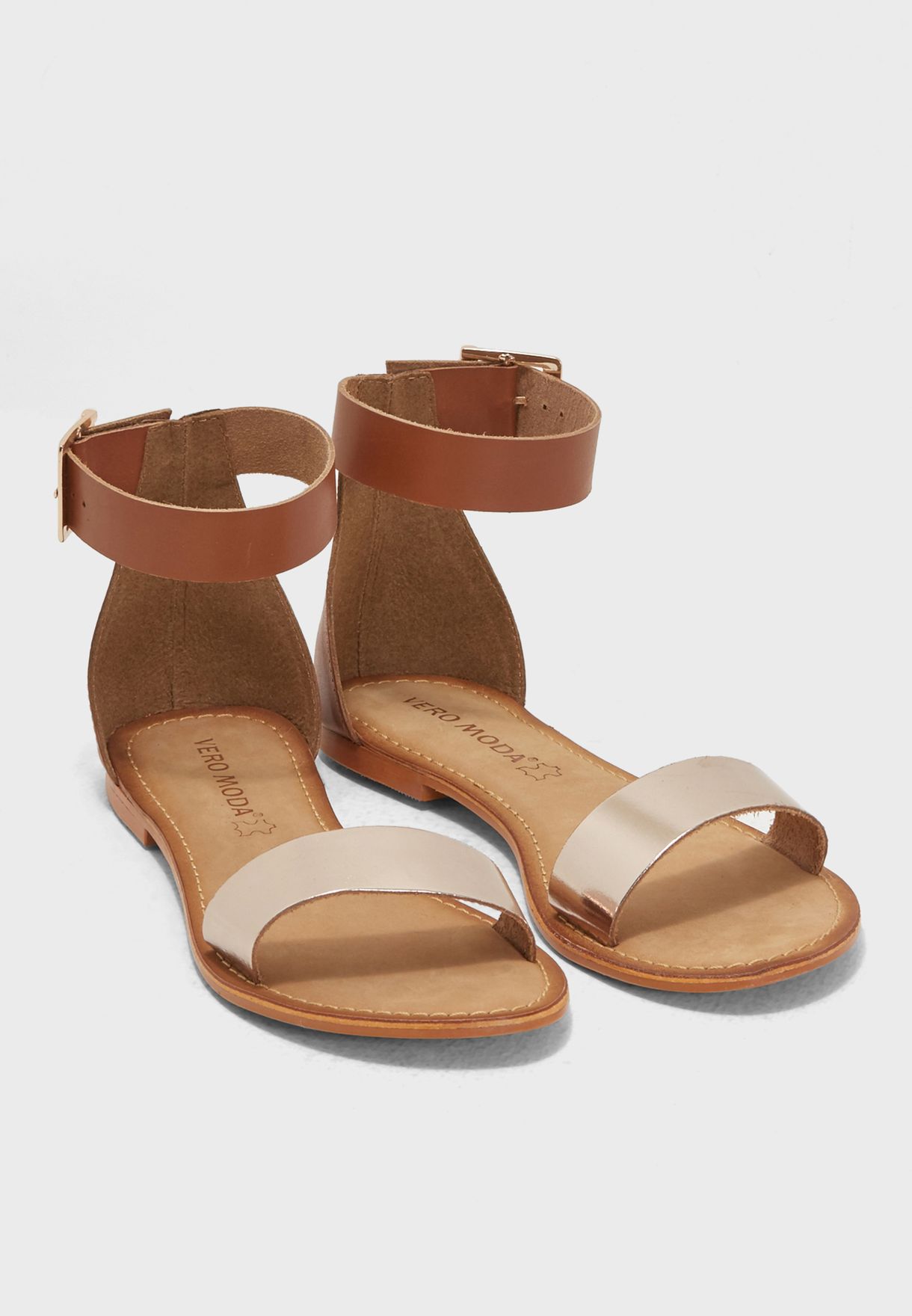 Buy Vero brown Elsa Leather Sandal Women in MENA, Worldwide - 10196042