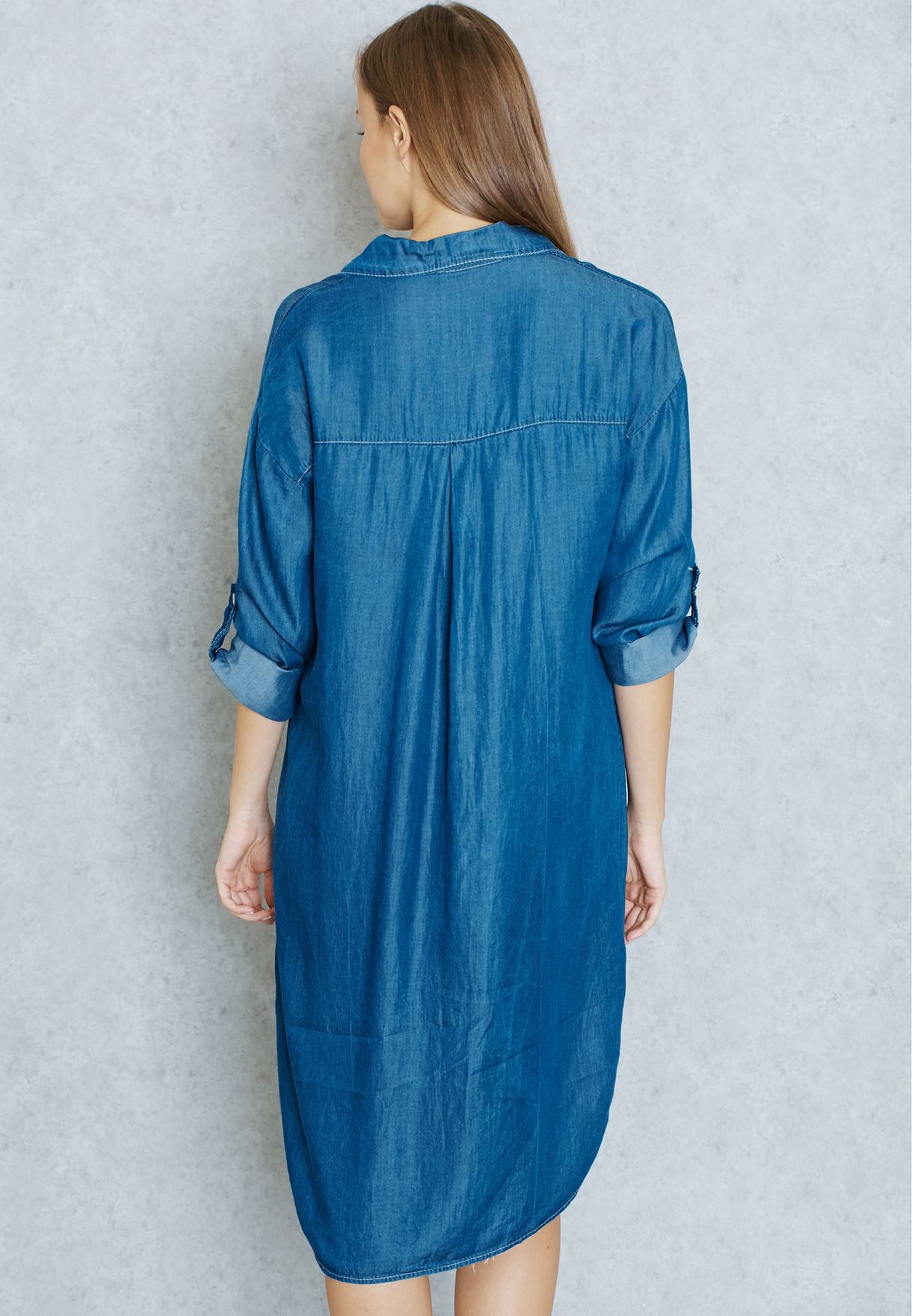 hi low denim shirt dress