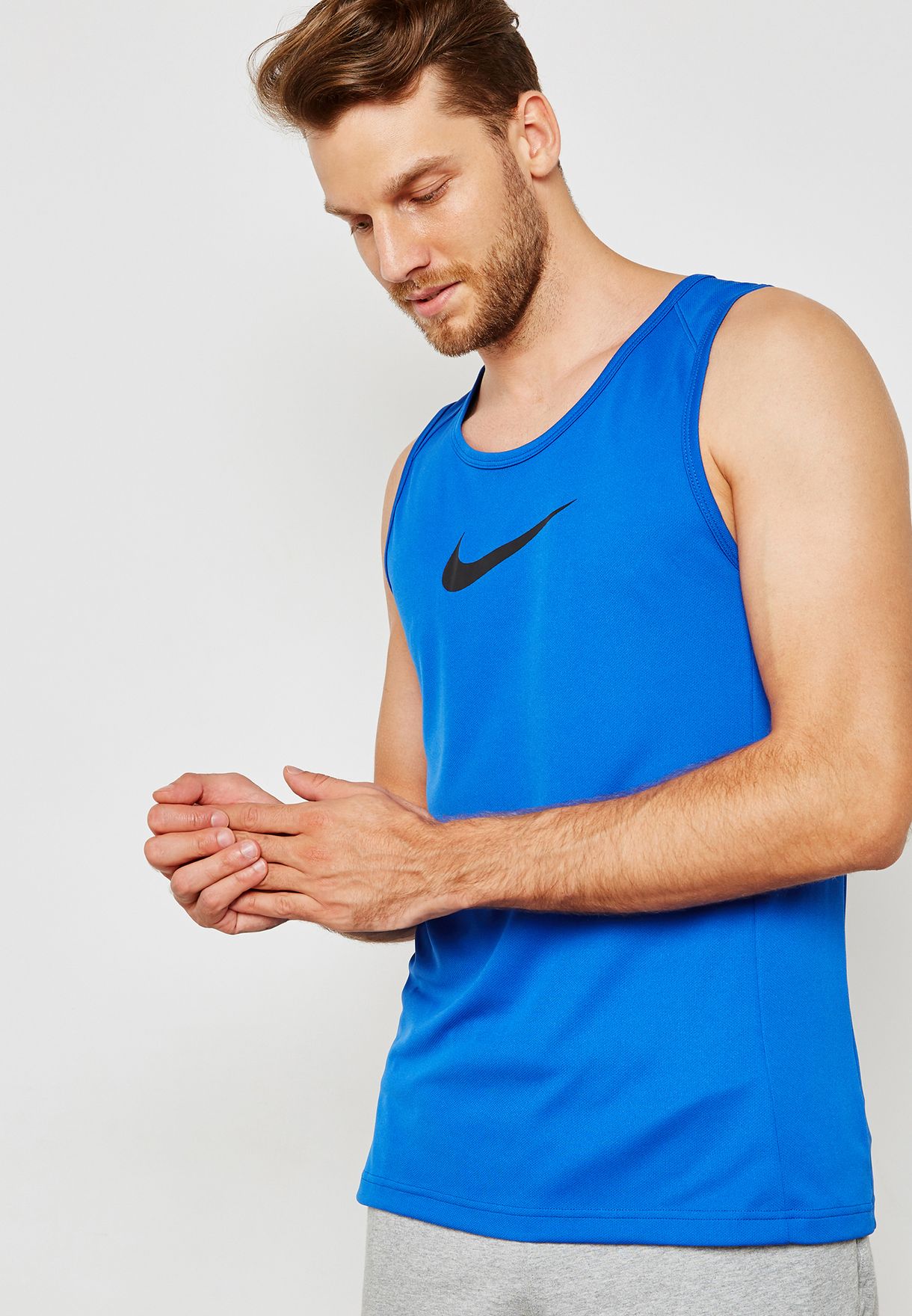 Buy Nike Blue Dri Fit Crossover Vest For Men In Mena Worldwide Aj1431 480