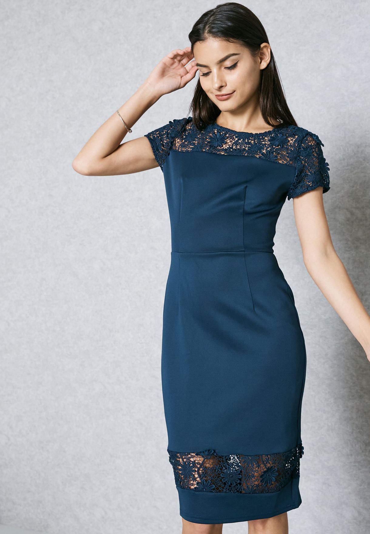 Buy > dorothy perkins navy lace dress > in stock