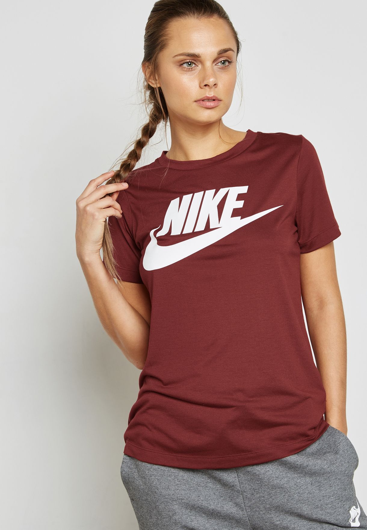 Nike burgundy Essential Hybrid T-Shirt 