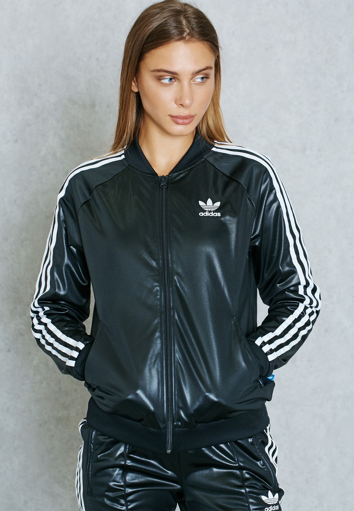 adidas originals authentic superstar track jacket in black