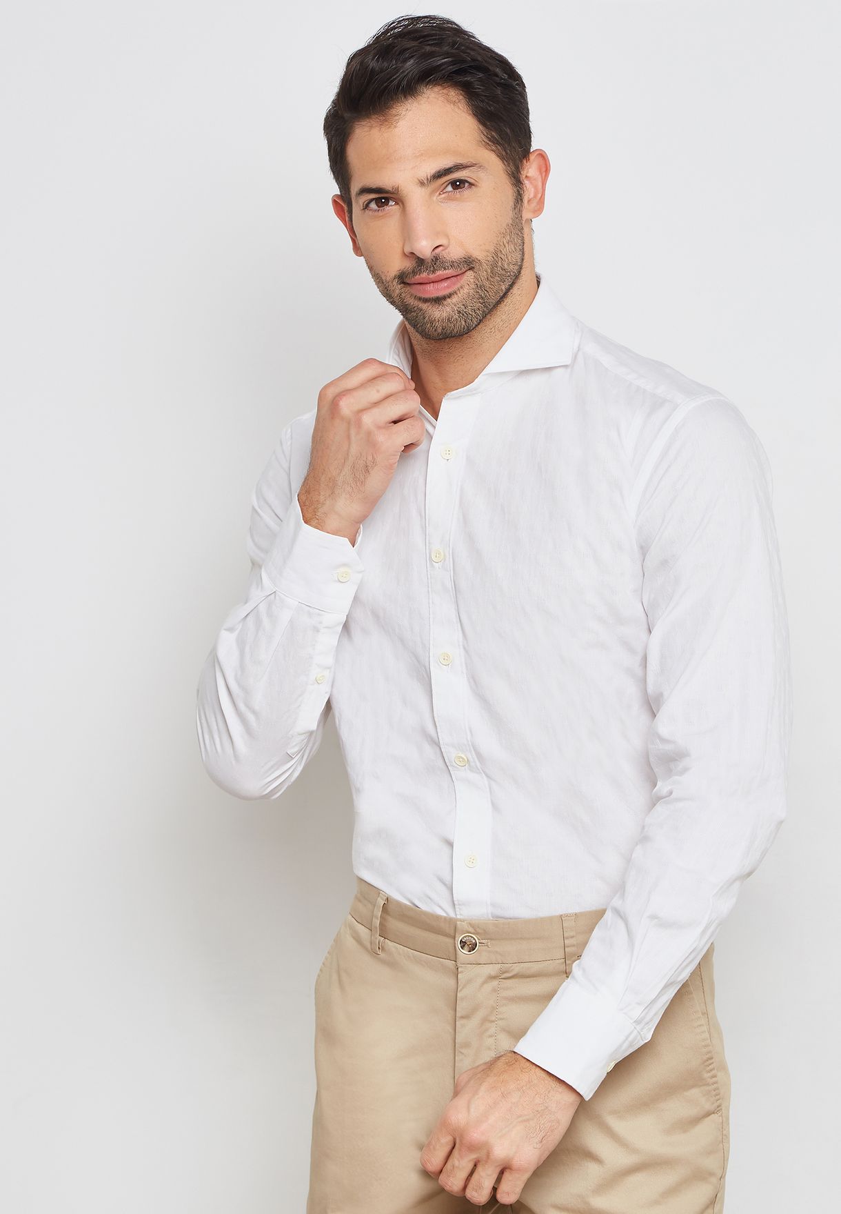 Buy Sacoor Brothers white Textured Slim Fit Shirt for Men in Manama, Riffa