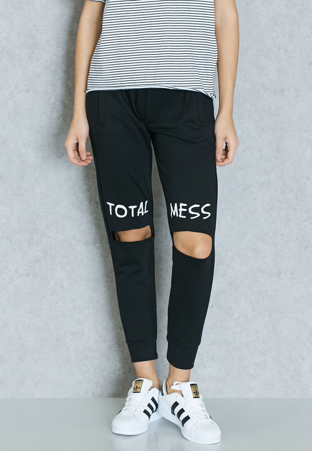 knee cut joggers