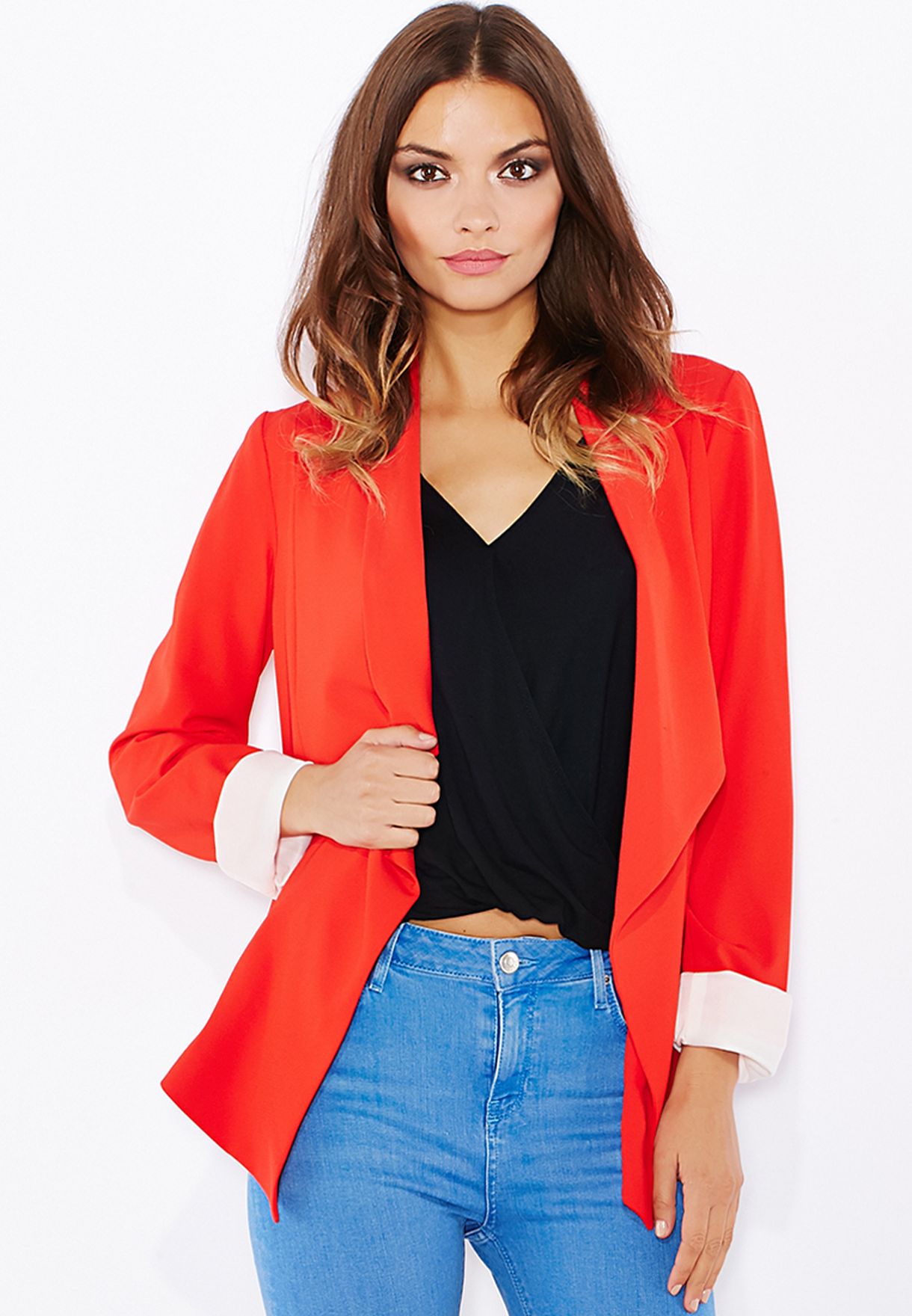 red waterfall blazer